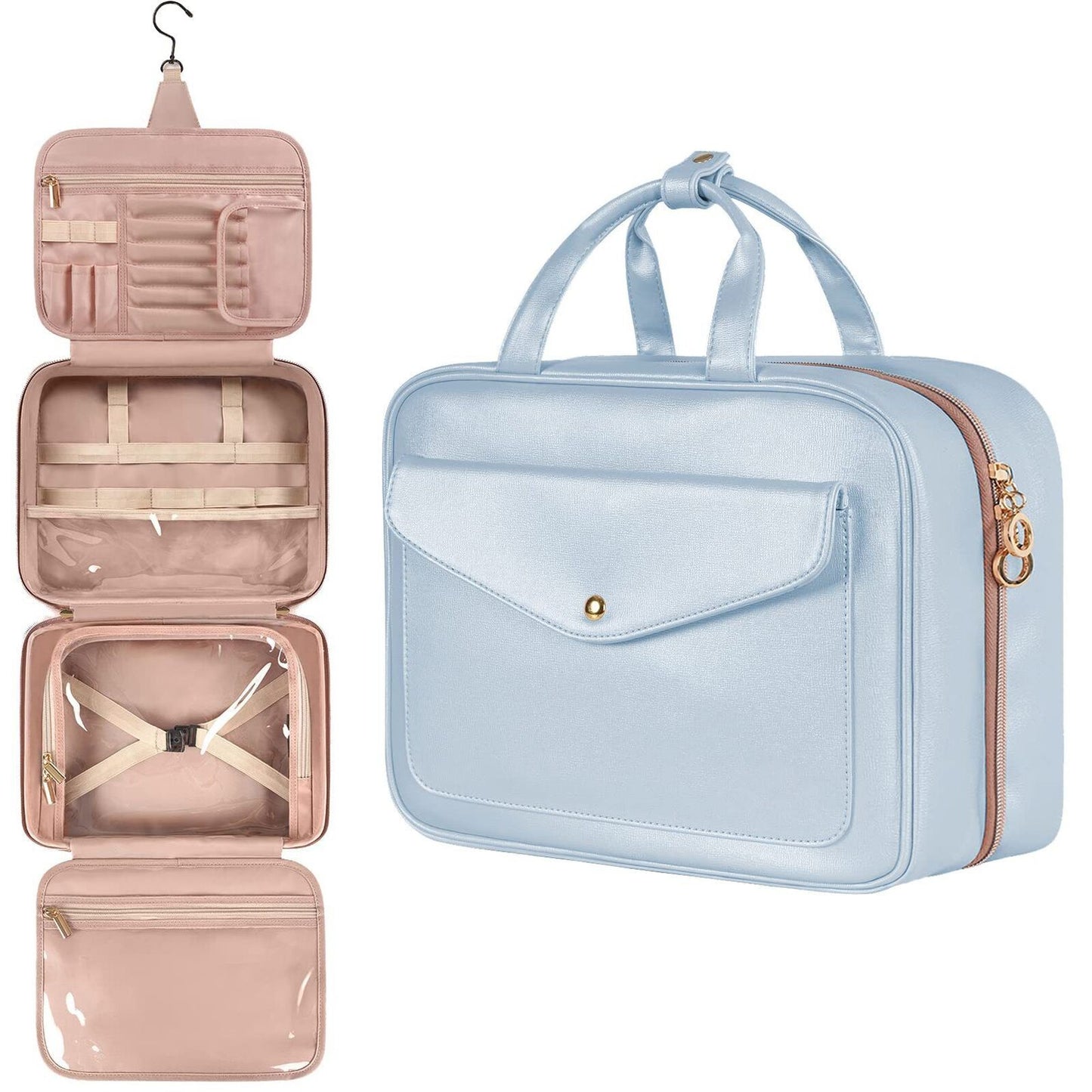 Synthetic Leather Makeup Bag Big Travel Tote Waterproof Cosmetic Bags Toiletries
