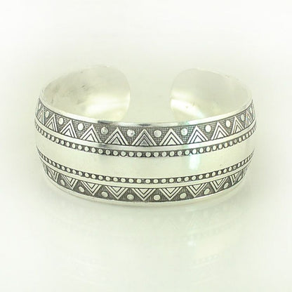 Women Fashion Bracelets Silver Plated Carved Flower Vintage Cuff Tibetan Bangles