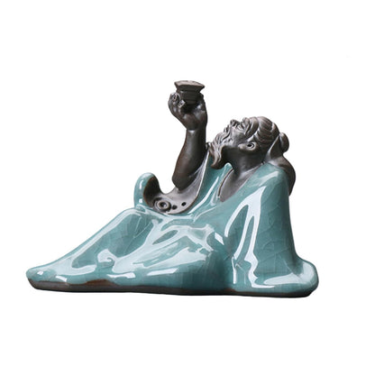 Chinese Poet Li Bai Ceramic Tea Pet Ornament 8cm 3.2in Tea Tray Decoration