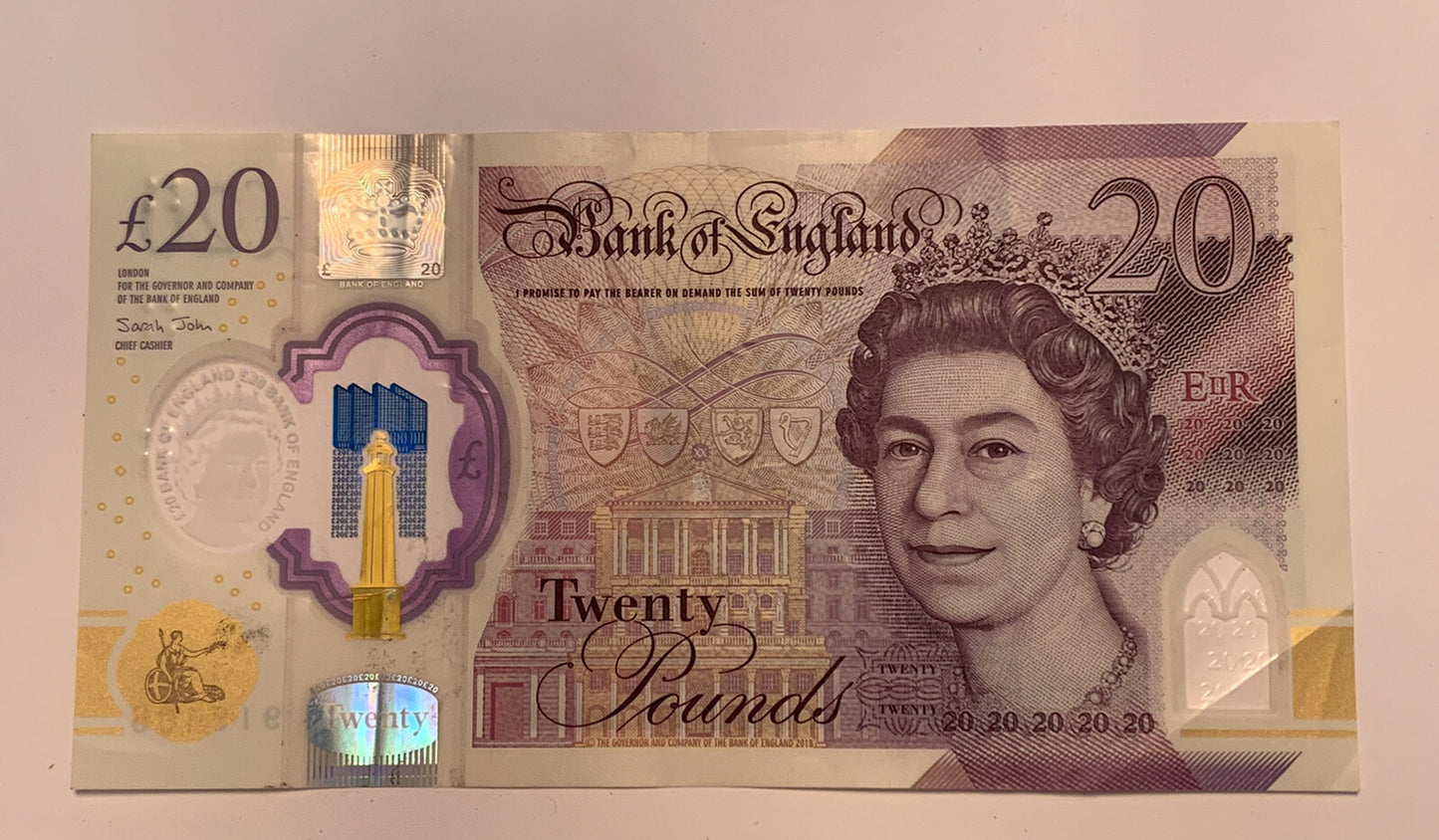 Great Britain Bank of England 20 Pound REAL Note United Kingdom Queen Elizabeth