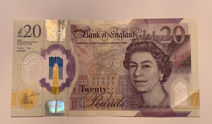 Great Britain Bank of England 20 Pound REAL Note United Kingdom Queen Elizabeth