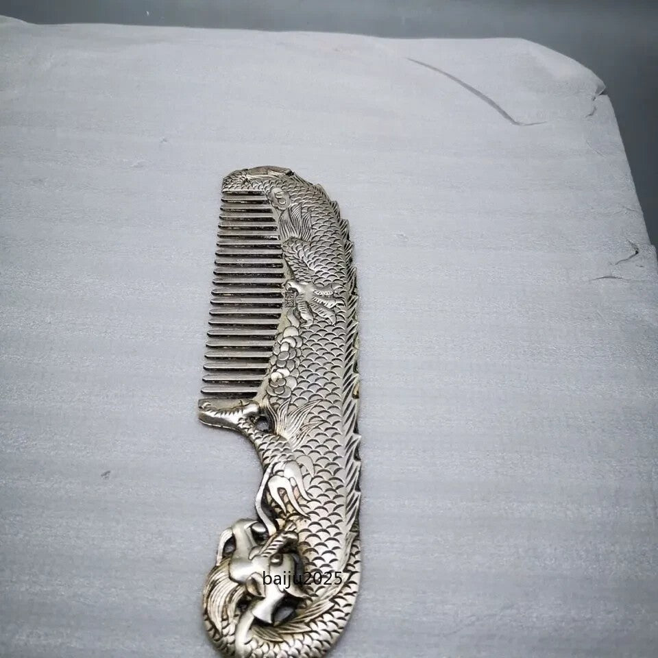 Old Chinese Tibetan Collection Handmade Dragon Classical Comb Statue
