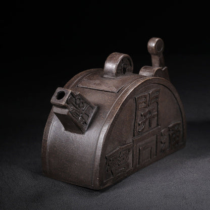 Chinese Yixing Zisha Clay Handmade Exquisite Teapot （招财进宝 底款：景舟制陶）