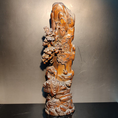 9" Boxwood wood carving buddha statue Ornament home decor figurines dharma monk