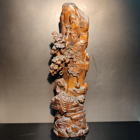 9" Boxwood wood carving buddha statue Ornament home decor figurines dharma monk