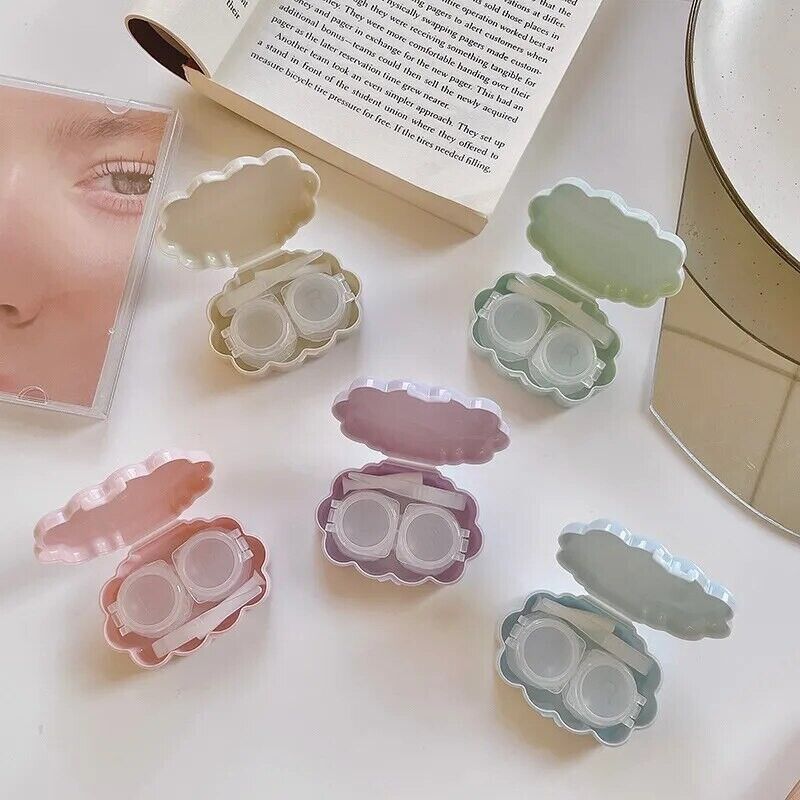 Contact Lens Case Plastic Fresh Small Portable Wave Cloud Storage Box 60x43x17mm