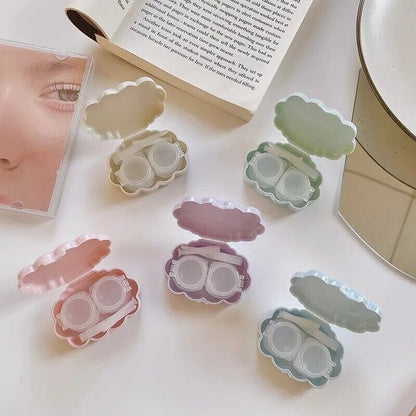 Contact Lens Case Plastic Fresh Small Portable Wave Cloud Storage Box 60x43x17mm