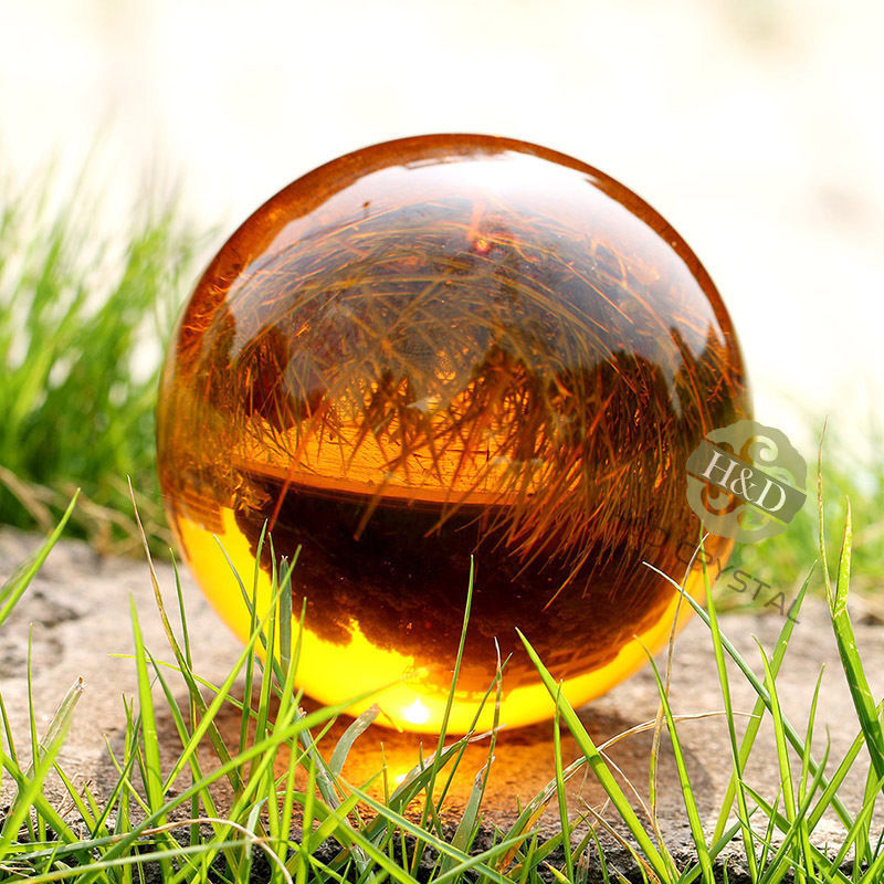 Amber Asian Rare Natural Quartz Magic Crystal Healing Ball Sphere 60mm + Stand