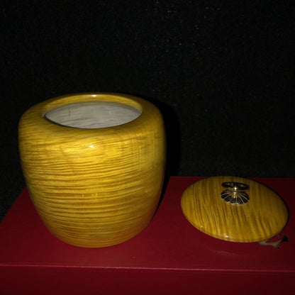 Large Leaf Nanmu Tea Caddy 11×12cm Natural Wood Hand Carved Jar Random Grain