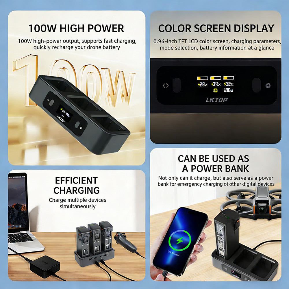 LKTOP 100W Avata 2 Two-Way Charging Hub