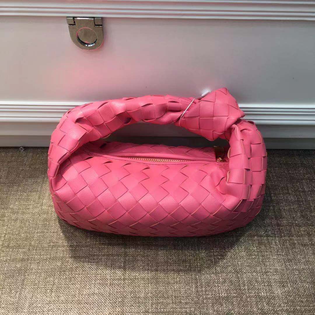 Cow Split Leather Knot Bag Weave Handmade Sling 27X13X16cm Polyester Accessories