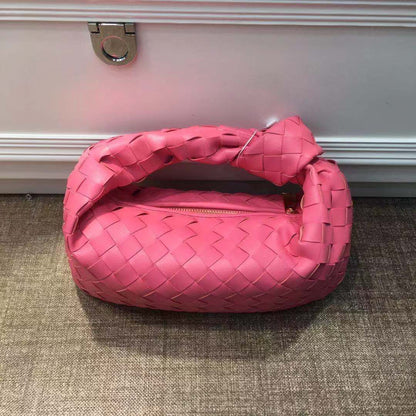 Cow Split Leather Knot Bag Weave Handmade Sling 27X13X16cm Polyester Accessories