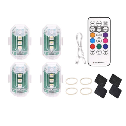 4Pcs Wireless Strobe Light RGB 8 Colors 10 Modes with Remote Control Lights