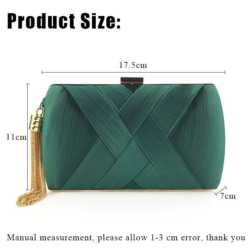 Wallet Stylish Multi-Color Bag Evening Golden Tassel Wedding Clutch Silk Handbag
