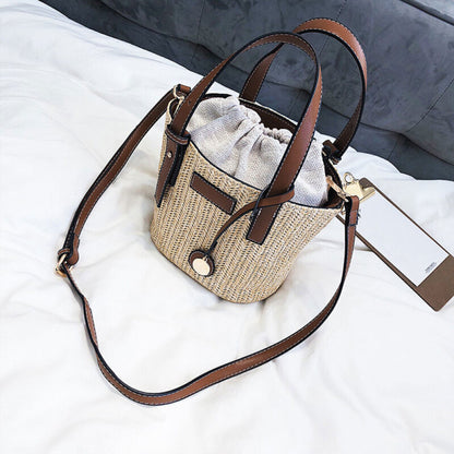 Summer Beach Straw Simple Portable Bucket Small Bag Out Fashion Bag New