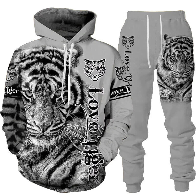 Printed Hoodie + Pants Suit Men/Women 2 Pcs Sportwear Tracksuit Set Winter Men's