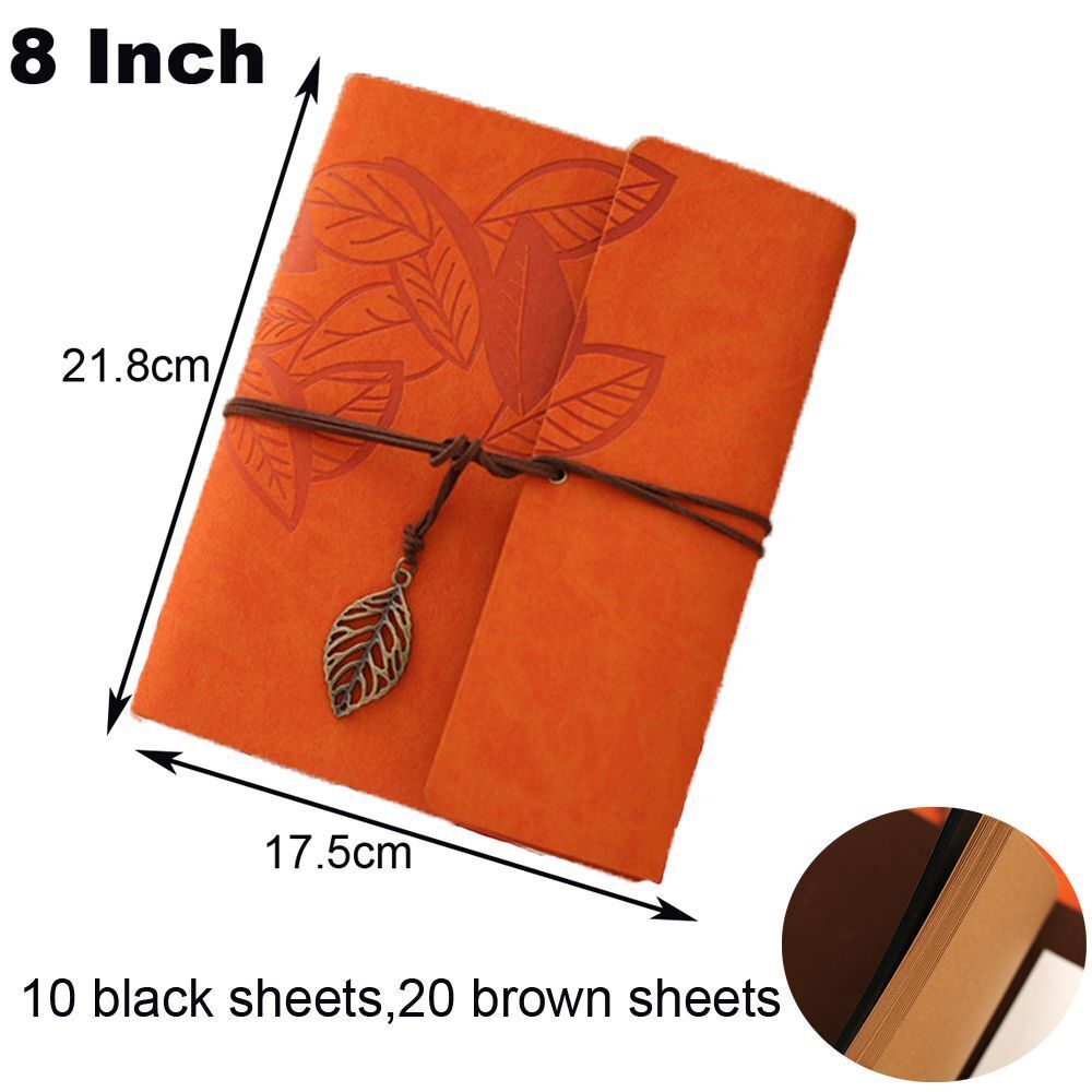 Photo Album 30 Sheet Vintage Leather Scrapbooking Book Refillable Page 21.5x17cm