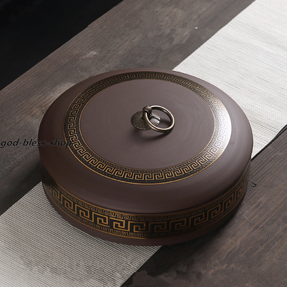 Chinese Yixing Zisha Purple Clay Tea Caddy Sealed Canister For Pu'er Loose Tea