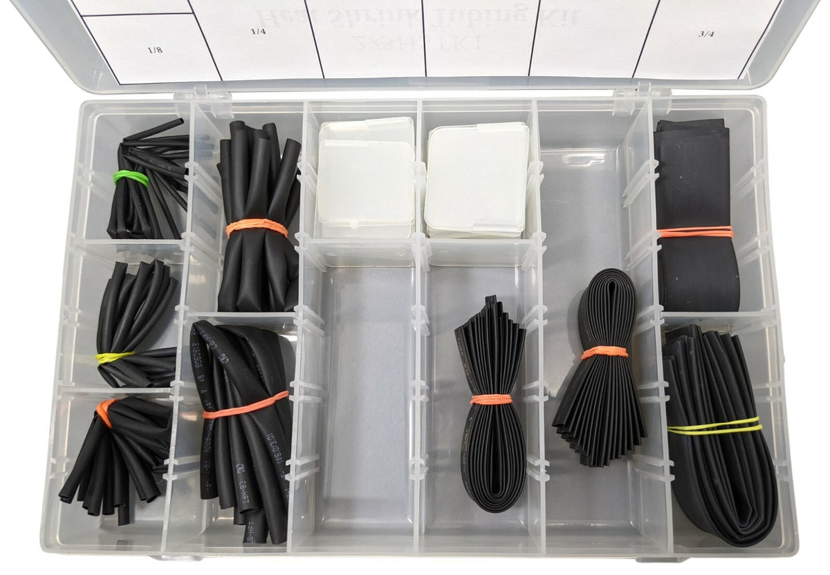 Heat Shrink Tubing Kit - 1/16", 3/32", 1/8", 3/16", 1/4", 3/8", 1/2", 5/8", 3/4"