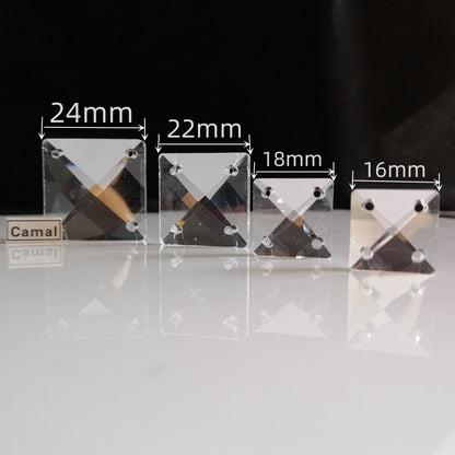 50pcs 14-24mm 4Holes Square Clear Crystal Beads Glass Prism Chandelier Lamp Part