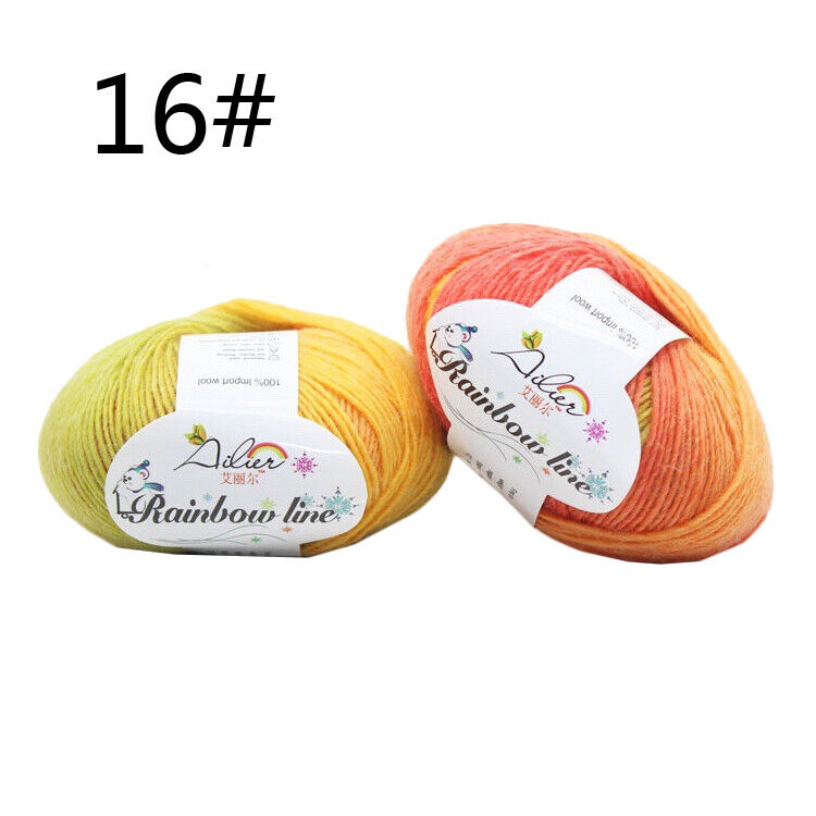 Hot Sale 50g Crochet soft Rainbow Dyeing Wool Yarn Crafts Hand Knitting Yarn