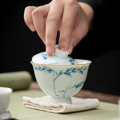 130ml Handmade Pattern Gaiwan Bowl Teacup Household Ceramic Kungfu Tea Set