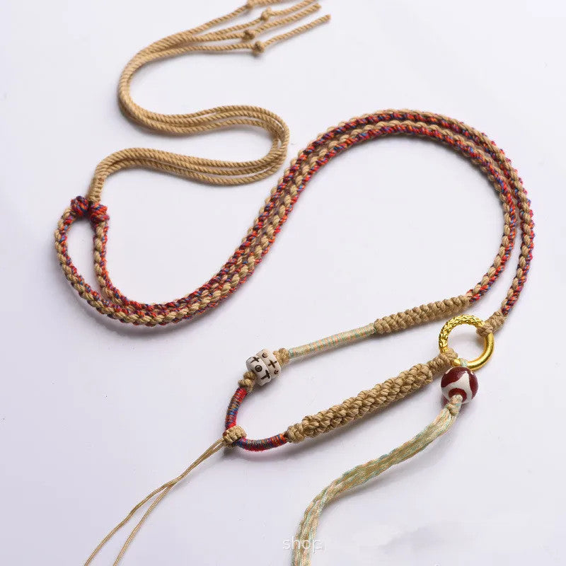 Tibetan style Hand-woven Necklace rope Amulet Thangka Pendant Accessories