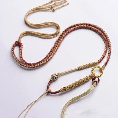 Tibetan style Hand-woven Necklace rope Amulet Thangka Pendant Accessories