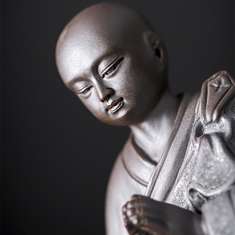 Monk Statue Zen Style Tea Pet Table Decoration Hand Carved Tea Play Figurine New