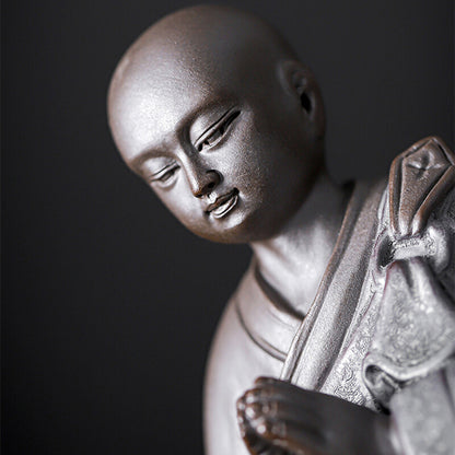 Monk Statue Zen Style Tea Pet Table Decoration Hand Carved Tea Play Figurine New