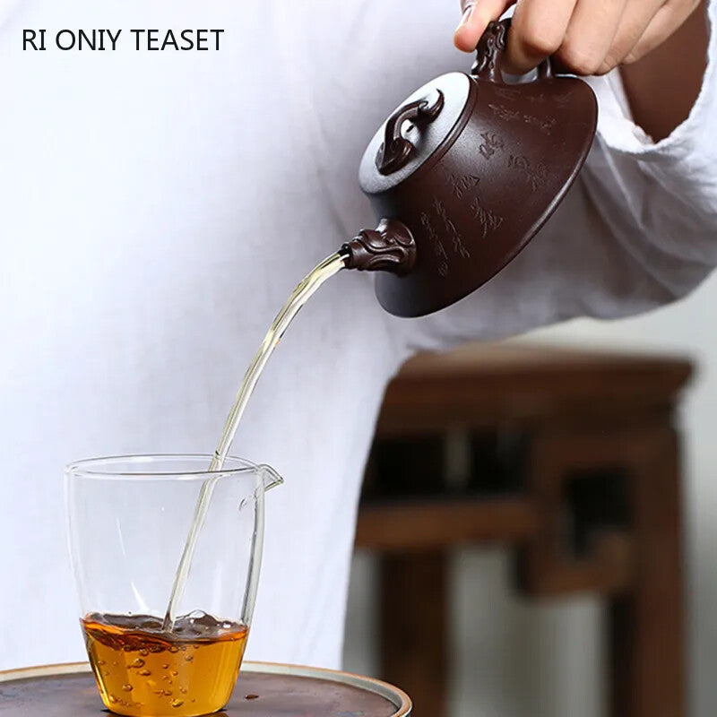 140ml Chinese Yixing Purple Clay Teapots Raw Ore Zhu Mud Stone Scoop Tea Pot
