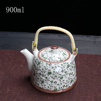900ml China Porcelain Teapot With Strainer Net High Capacity Tea Pot For Hotel