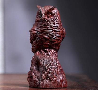 10 X6 X4.5CM Old Sandalwood Carving Figurine Beautiful Owl Craft Decorations
