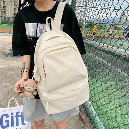 Double Zipper Women Backpack Waterproof Nylon School Student Bag Travel Rucksack