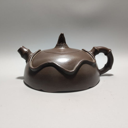 Vintage Chinese Yixing Purple Clay Teapot Zisha Ceremony Bamboo Teaware Collect