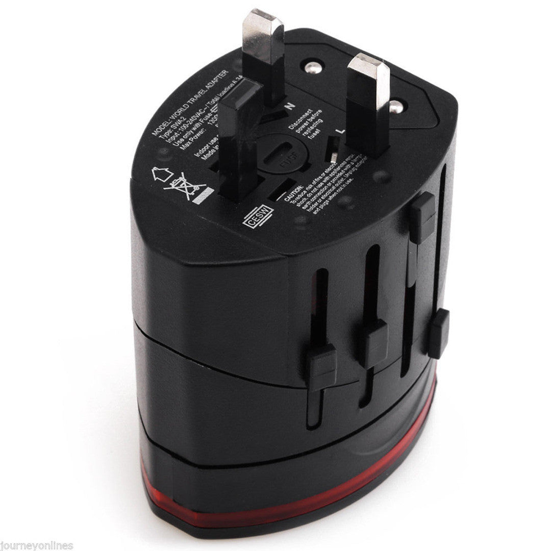 Travel Adapter USA, UK, EU, AUS/CNY Charger Power Plug Converter + 2 USB Ports