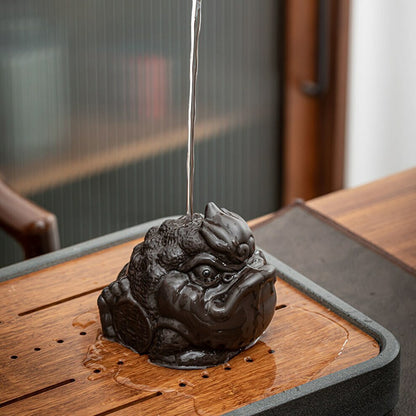 11cm Purple Clay Tea Pet Golden Toad Tea Play Tea Ceremony Ornaments Tea Set