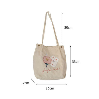 Women Handbags Corduroy Shopping Bag Canvas Magnetic Buckle Shoulder Bags Purse