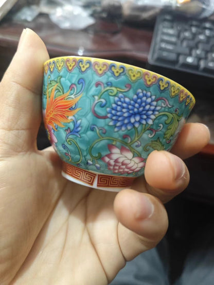 chinese jingdezhen porcelain enamel color tea cup :dragon