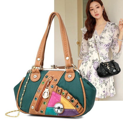 Vintage Shoulder Bag Retro Patchwork Synthetic Leather Messenger Purse Bags 1 PC
