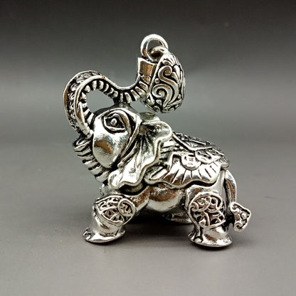 Tibet Silver Hand Carved lucky coin Elephant Pendant Asian Collectable
