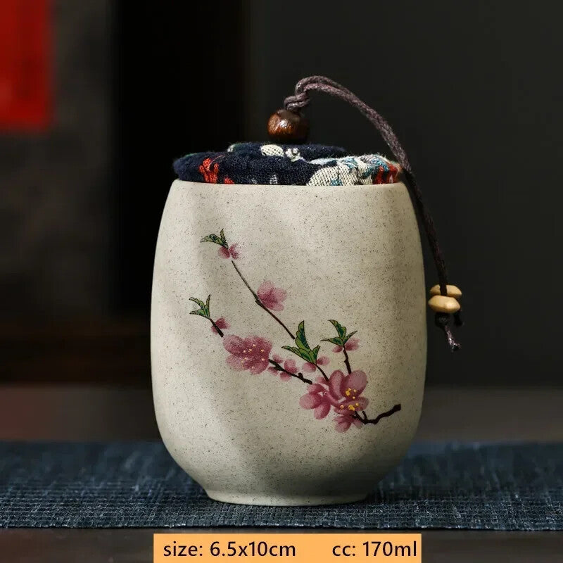Portable Ceramic Tea Jar Container Sealed Jar Small Tea Box Mini Storage