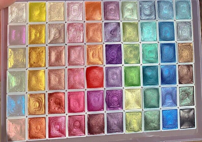 Watercolor Paints 2.3ml 60 Colors Panchromatic Preadolescent Glitter Set Tin Box