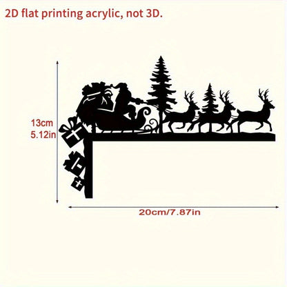 HelloYoung Metal Door Corner Santa Reindeer 2D Flat Holiday Wall Decor 1PC