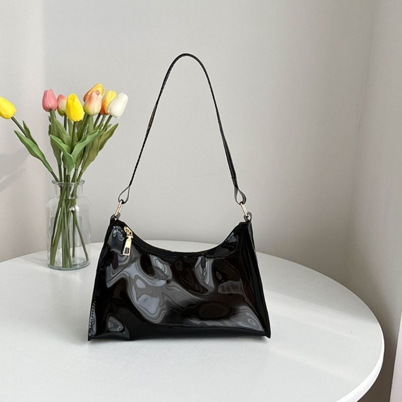 Jelly Shoulder Bag Half Moon Handbag PVC Underarm Bags Transparent Shopping Bag