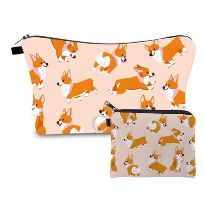 2 PCS Makeup Bag Animal Pattern Cosmetic Bag Set Women Combination Organizer Bag