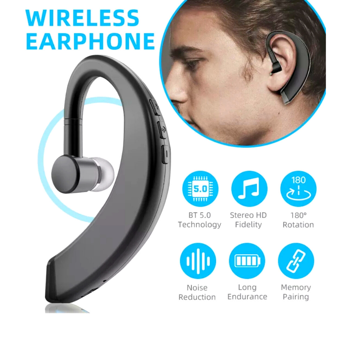 Wireless Bluetooth 5.0 Earpiece Headset Driving Trucker Earbuds Noise Cancelling