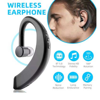 Wireless Bluetooth 5.0 Earpiece Headset Driving Trucker Earbuds Noise Cancelling