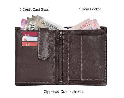 New Dark Brown Bi-Fold Leather Men's Wallet RFID Protection Gift Item