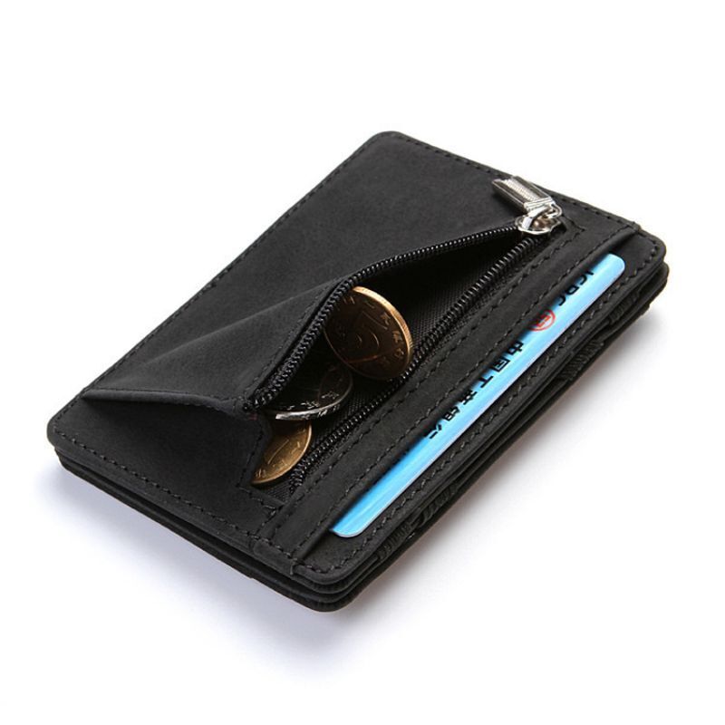Mini Small Magic Wallets Zipper Coin Purse Pouch Ultra Thin Synthetic Leather